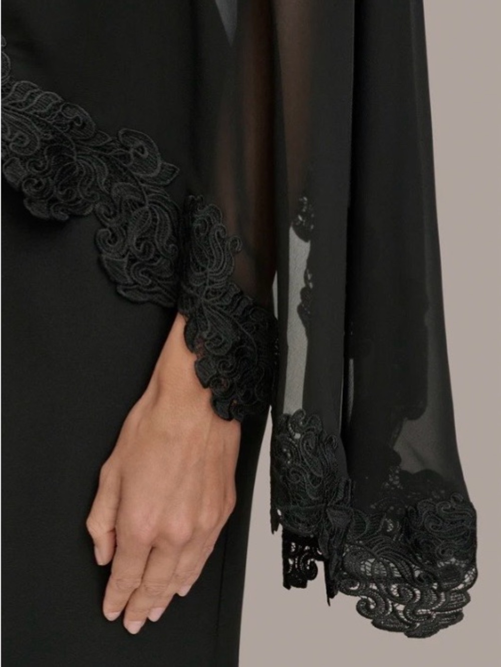 DONNA KAREN SLEEVELESS CAPE OVERLAY GOWN - Picture 6 of 6